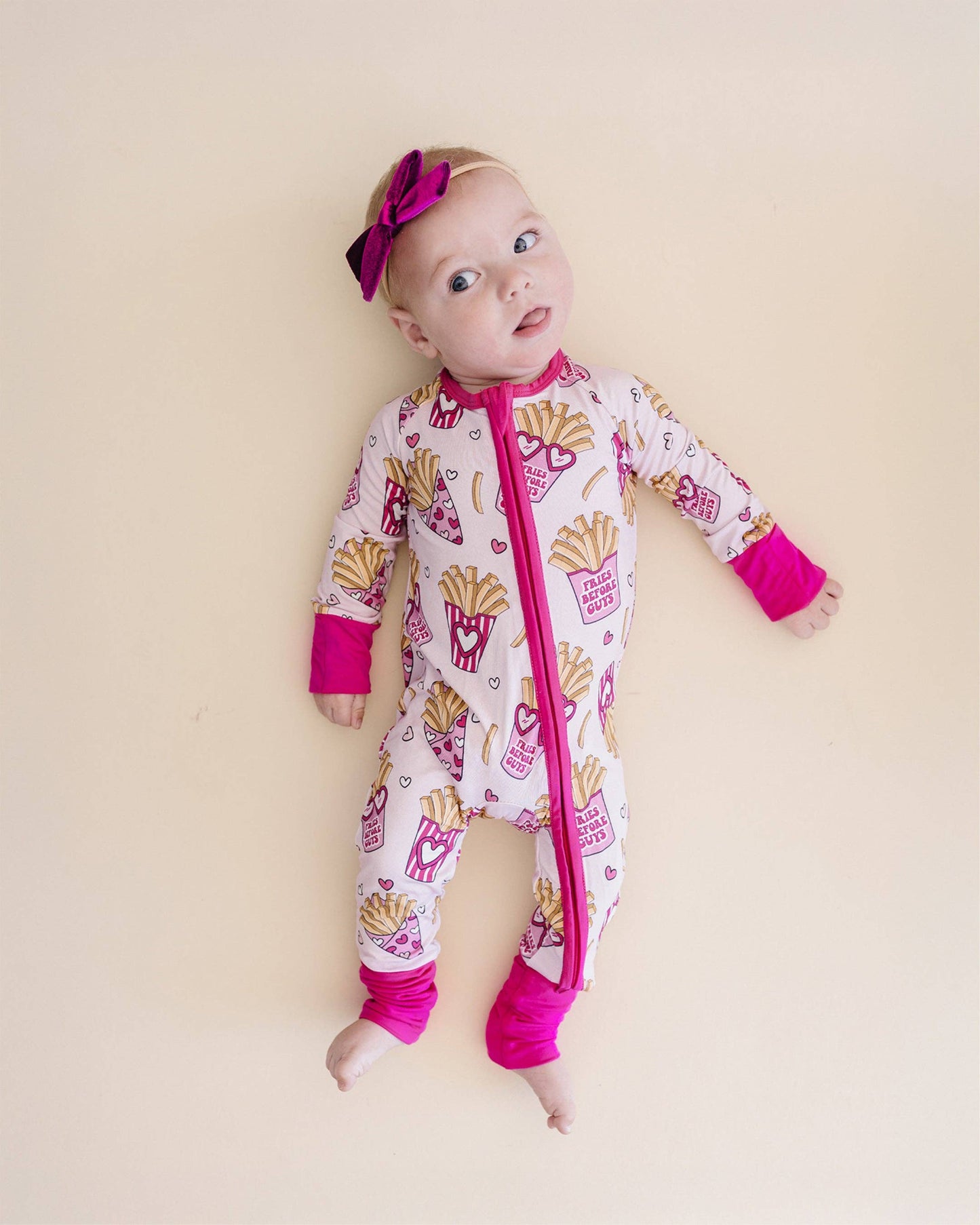 Lucky Panda Kids - Valentine's Day Bamboo Baby Zippy Pajamas | Fries Before Guys