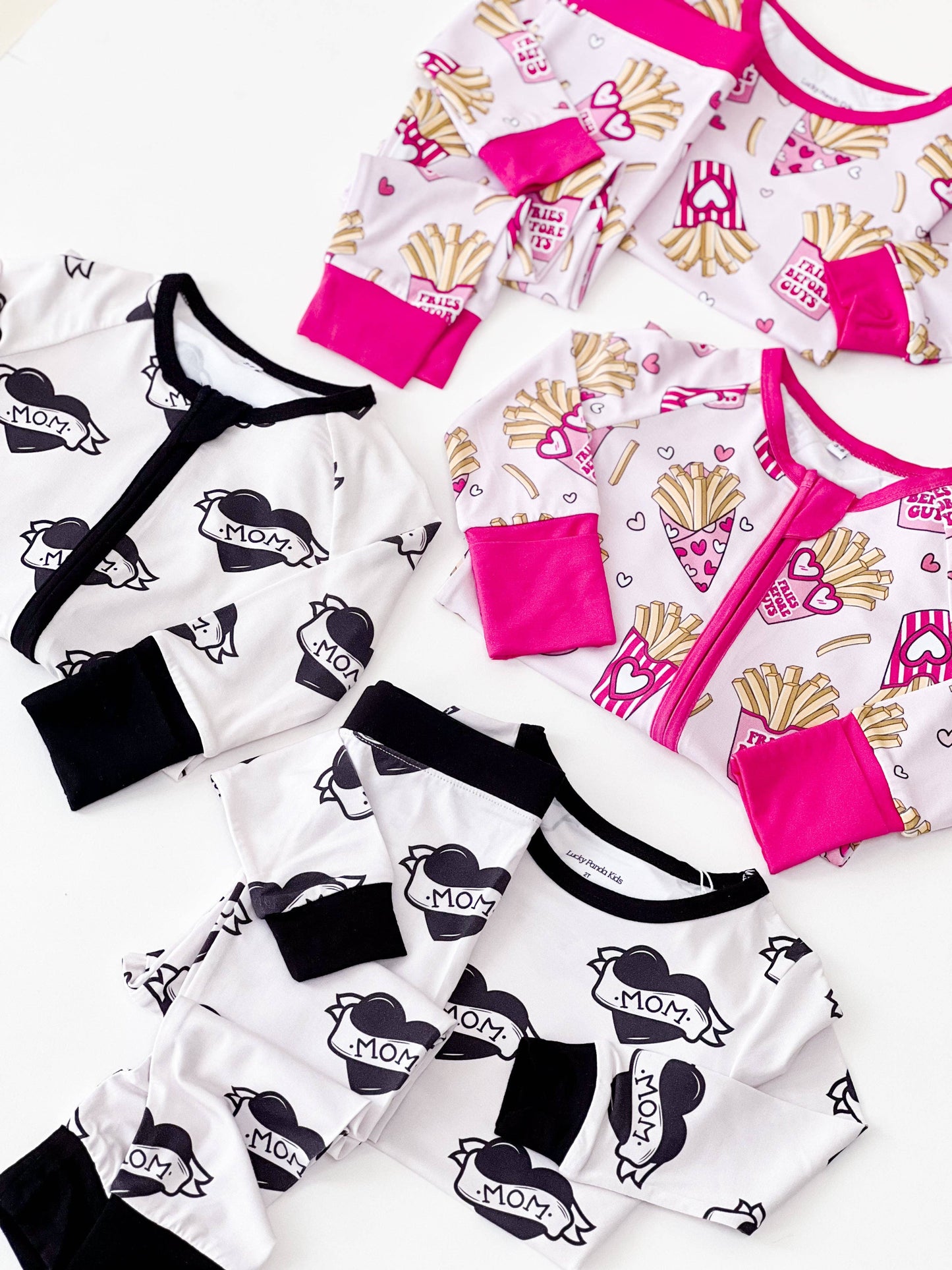 Lucky Panda Kids - Valentine's Day Bamboo Baby Zippy Pajamas | Fries Before Guys