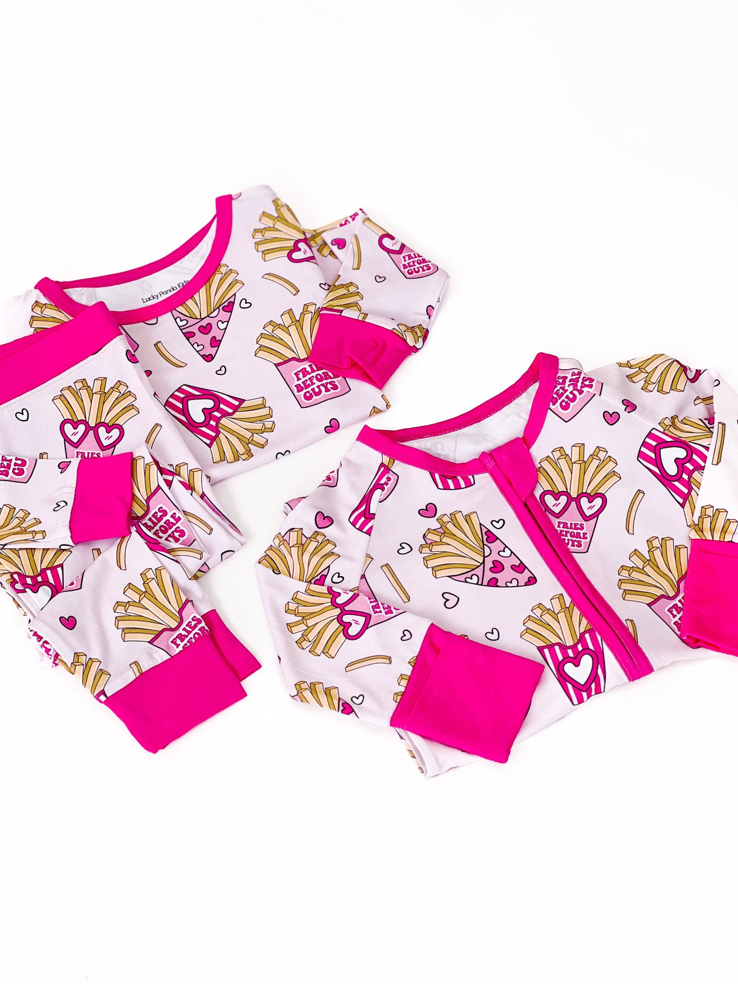Lucky Panda Kids - Valentine's Day Bamboo Baby Zippy Pajamas | Fries Before Guys