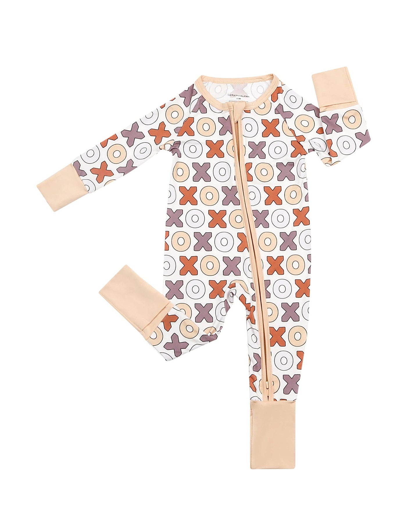 Lucky Panda Kids - Valentine's Day Baby Bamboo Zip Romper | Xoxo