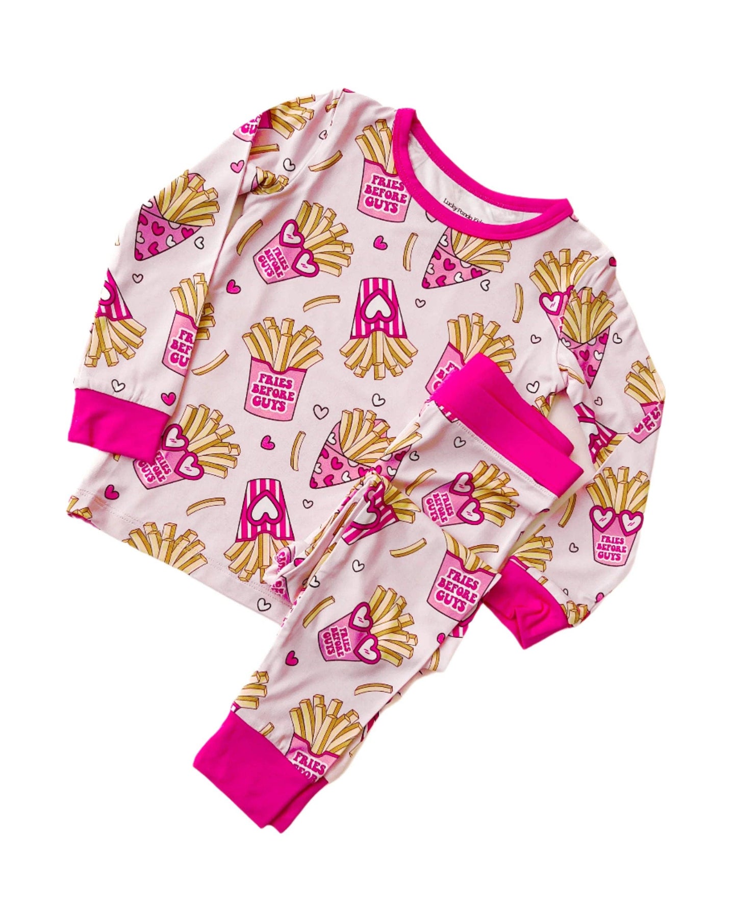 Lucky Panda Kids - Valentine's Day Kids Bamboo Pajamas Set | Fries Before Guys
