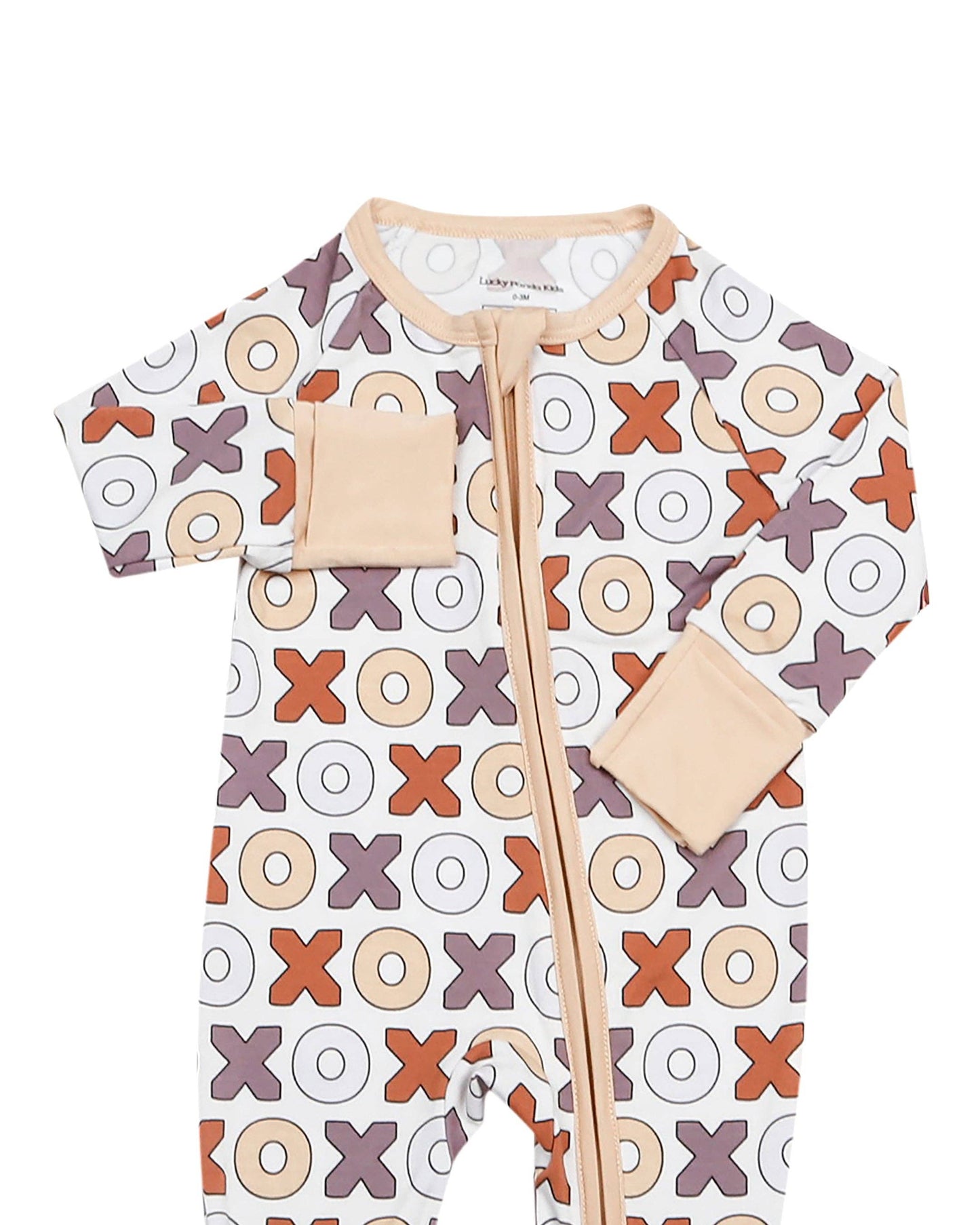 Lucky Panda Kids - Valentine's Day Baby Bamboo Zip Romper | Xoxo