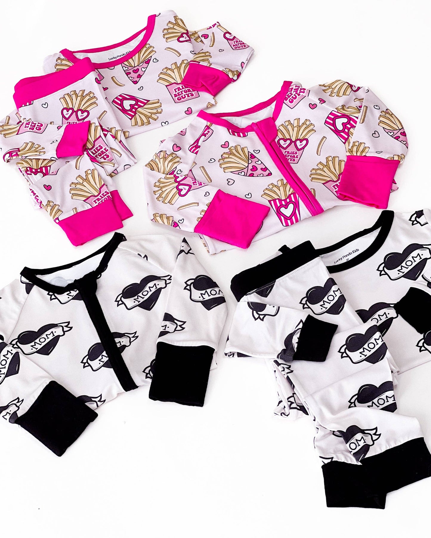 Lucky Panda Kids - Valentine's Day Kids Bamboo Pajamas Set | Fries Before Guys