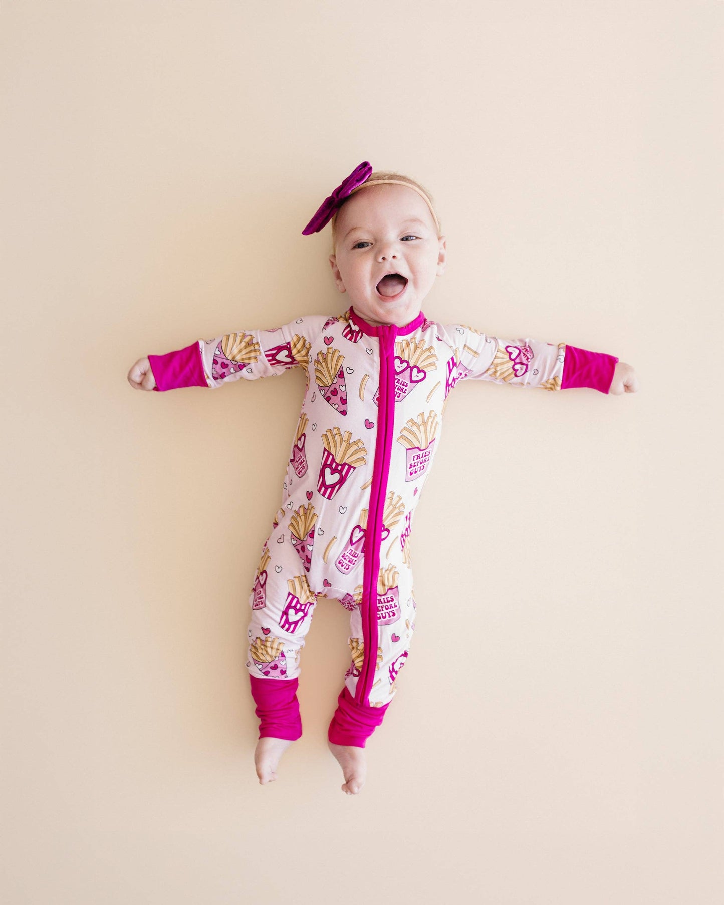 Lucky Panda Kids - Valentine's Day Bamboo Baby Zippy Pajamas | Fries Before Guys