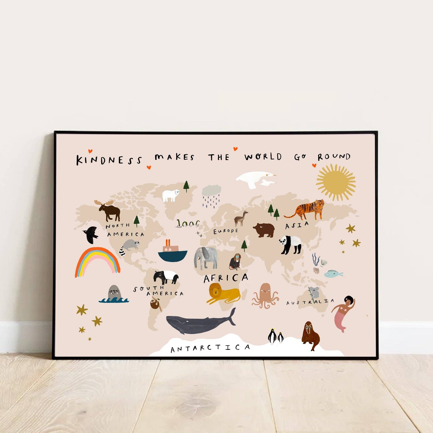 yaya studio - Kindness Makes the World Go Round Map Art Print