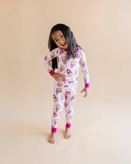 Lucky Panda Kids - Valentine's Day Kids Bamboo Pajamas Set  | Fries Before Guys