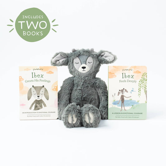 Slumberkins Inc. - Ibex's Emotional Courage Plush Set - with 2 books!